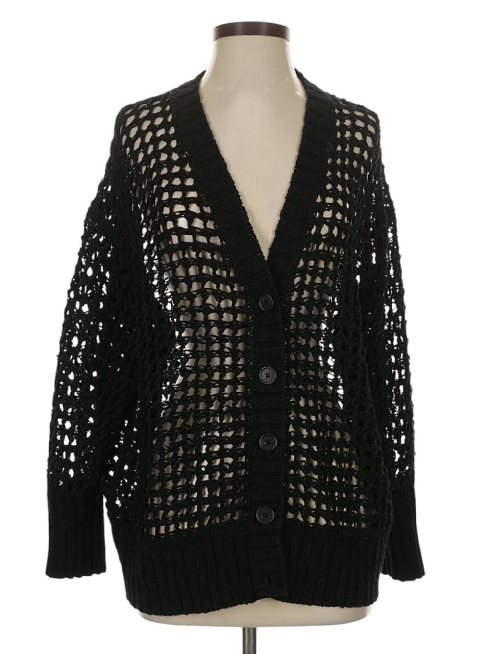 J. Crew Montauk Relaxed Cardigan S Black Fisherman Beach Coverup Summer Nautical